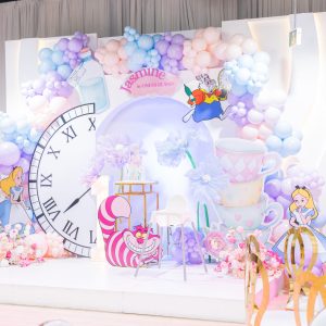 Alice in Wonderland themed party setup