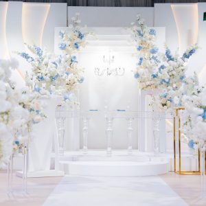 Elegant wedding ceremony setup with flowers